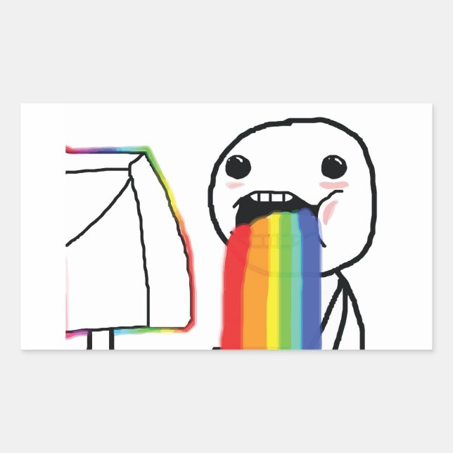 Sticker Rectangulaire Puking Rainbows (Devant)