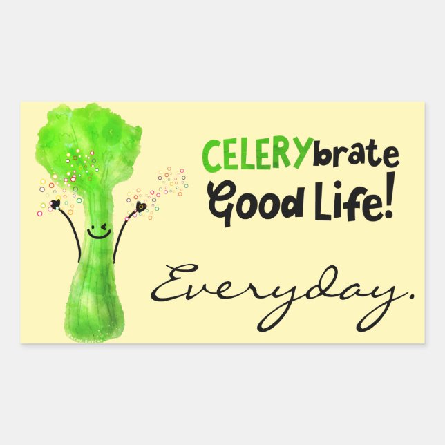 Sticker Rectangulaire Pun Celery Positif - Celerybrate Bonne vie (Devant)
