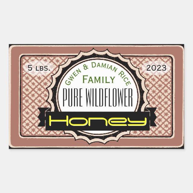 Sticker Rectangulaire Pure Fleur sauvage Customisé Jar de miel (Devant)