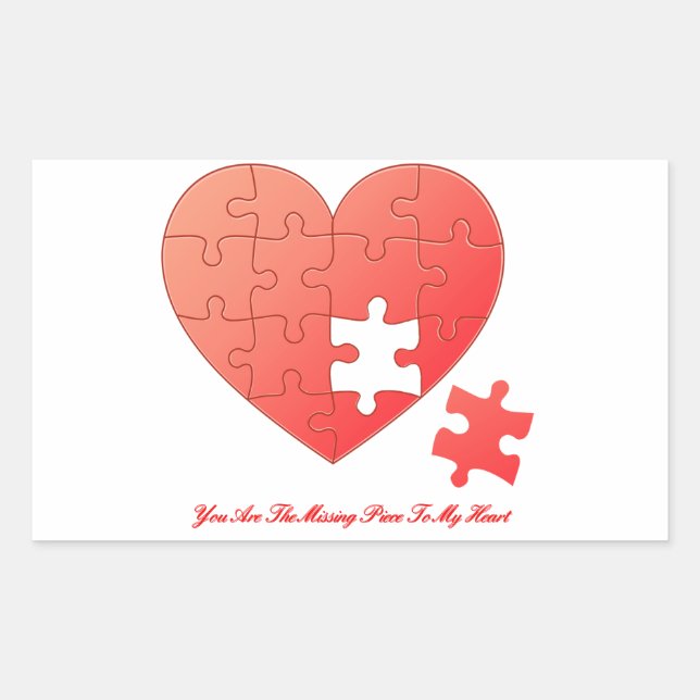 Sticker Rectangulaire Puzzle Coeur avec pièce manquante (Devant)