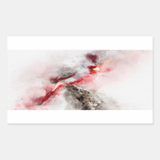 Sticker Rectangulaire Pyrrhuloxie couleur d'eau