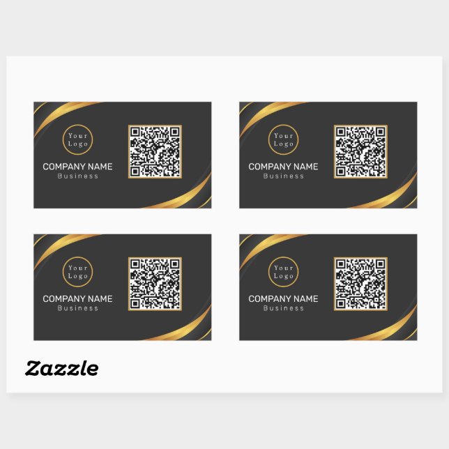 Sticker Rectangulaire QR Code Business Logo Moderne (Feuille)