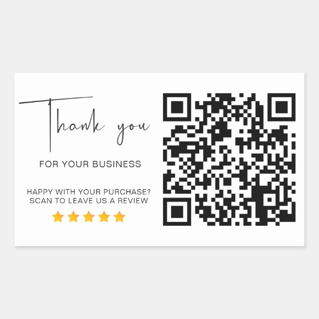 Sticker Rectangulaire QR Code Business Review 5 Star Review Moderne (Devant)