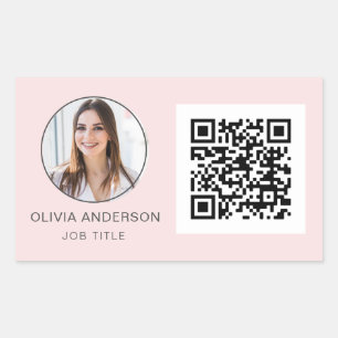 Sticker Rectangulaire QR Code Professional Photo Blush Pink