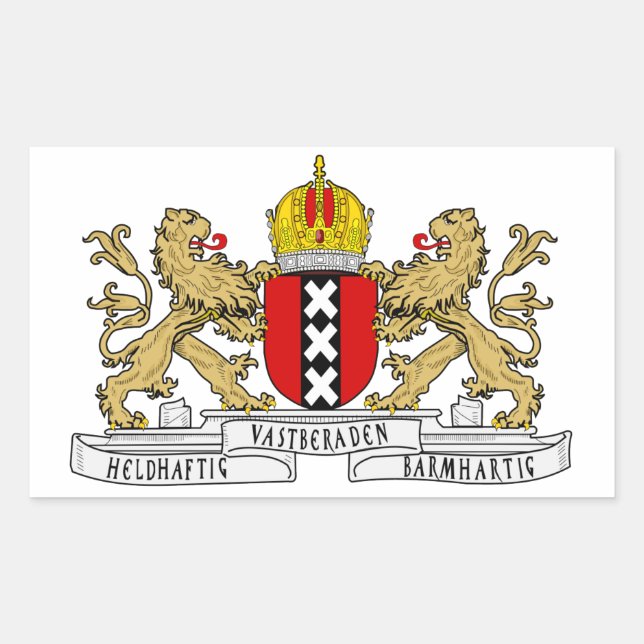 Sticker Rectangulaire QUATRE Armoiries d'Amsterdam (Devant)