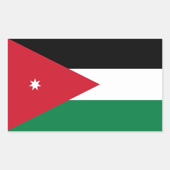 Sticker Rectangulaire QUATRE Drapeau national de Jordanie (Devant)