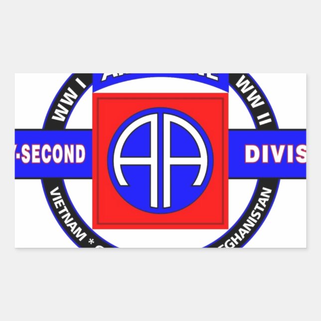 Sticker Rectangulaire quatre-vingt-deuxième DIVISION AÉROPORTÉE "TOUTE (Devant)