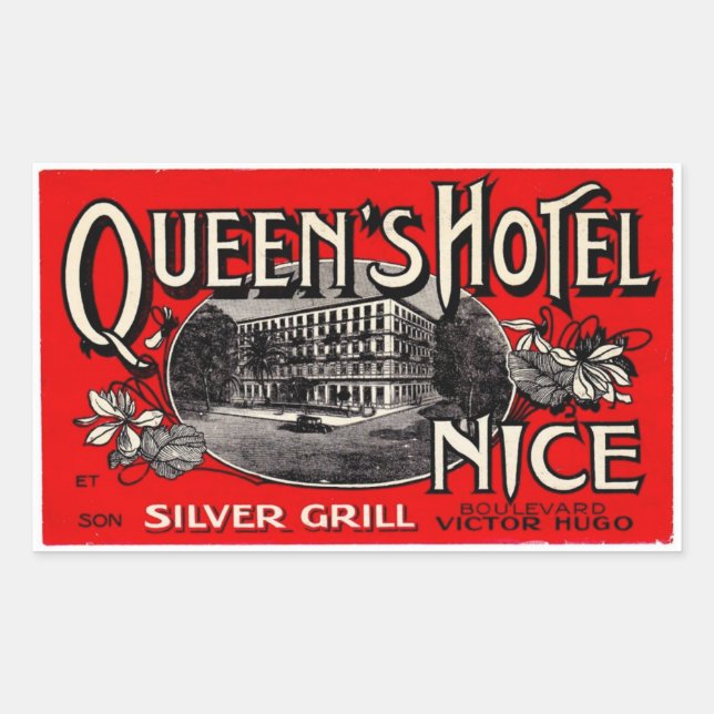 Sticker Rectangulaire Queen's Hotel (Nice) (Devant)