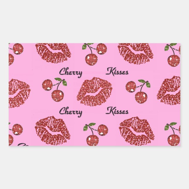 Sticker Rectangulaire RAB Rockabilly Cherry Kisses on Pink (Devant)