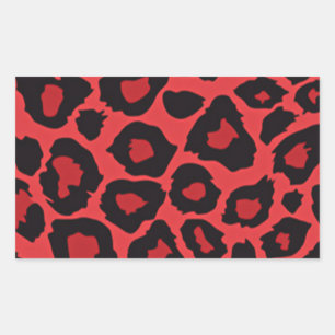 Sticker Rectangulaire RAB Rockabilly Imprimé Léopard Rouge Noir