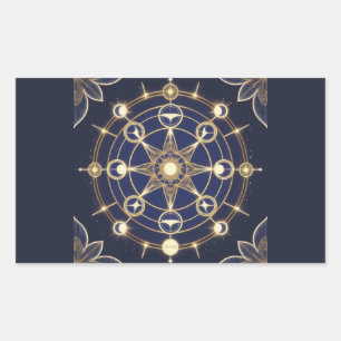 Sticker Rectangulaire Radiance Divine – Mandala Doré de l'Éveil