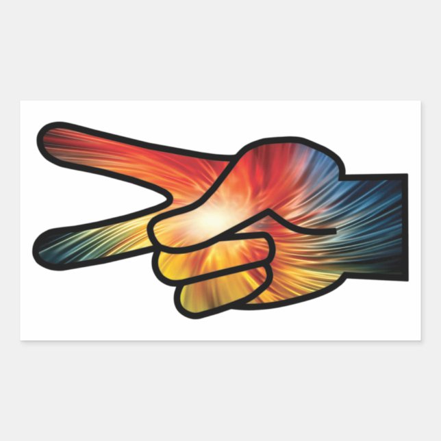 Sticker Rectangulaire Rainbow Peace (Devant)