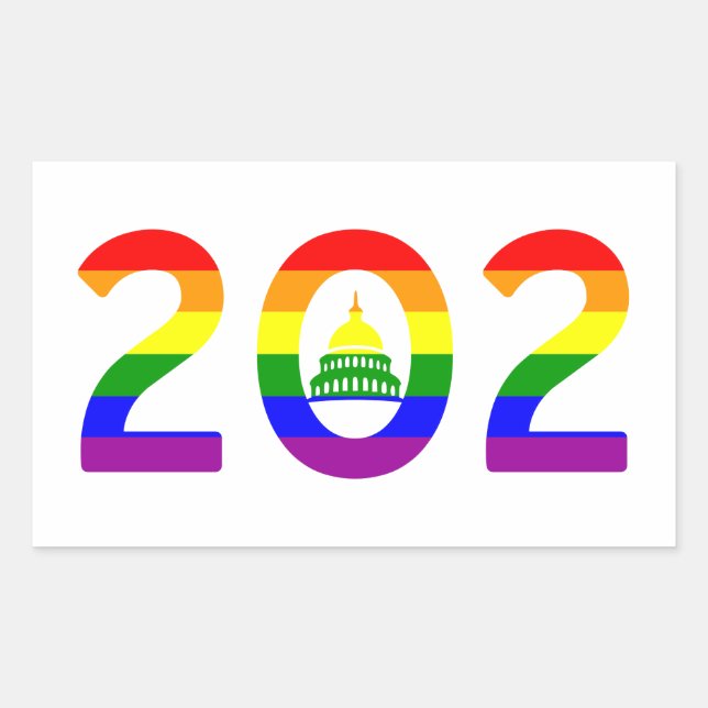 Sticker Rectangulaire Rainbow Pride Washington D.C. (Devant)