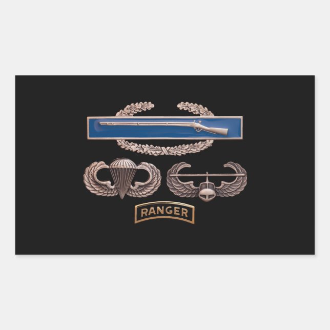 Sticker Rectangulaire Ranger d'attaque aérienne aéroporté de la BCI (Devant)