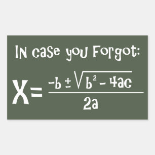 Sticker Rectangulaire Rappel de formule quadratique