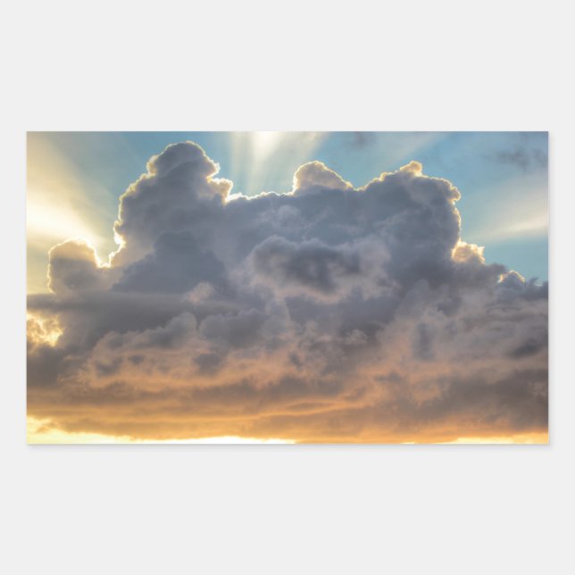 Sticker Rectangulaire Rayons de soleil à travers les nuages orageux (Devant)