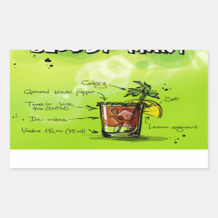 Sticker Rectangulaire Recette de Mary sanglante - cadeau de cocktail