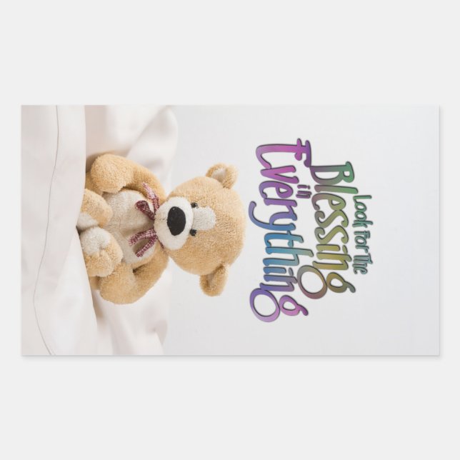 Sticker Rectangulaire Recherchez l'ours de nounours de bénédiction (Devant)