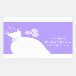 Sticker Rectangulaire Rectangle de "Fête des mariées" violette mariage