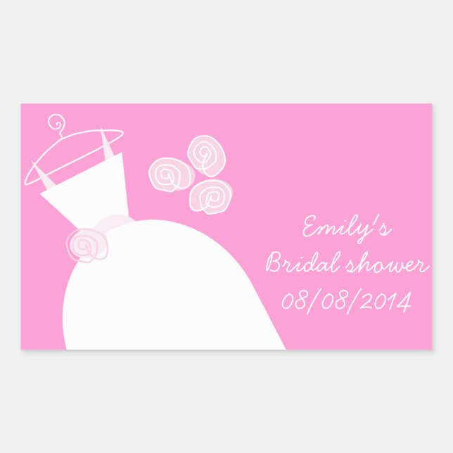 Sticker Rectangulaire Rectangle "Fête des mariées" rose mariage (Devant)