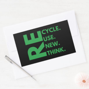 Sticker Rectangulaire Recycler Réutiliser Renouveler Repenser Jour de la