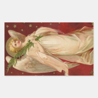 Sticker Rectangulaire Red Gold Victorian Christmas Angel