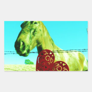 Sticker Rectangulaire Red Heart and Horse