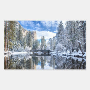 Sticker Rectangulaire Réflexion d'hiver chez Yosemite