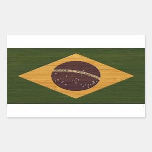 Sticker Rectangulaire Regard en bambou et drapeau vintage gravé du