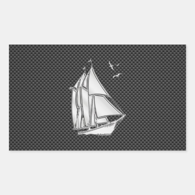 Sticker Rectangulaire Regatta Sailboat on Carbon Fiber Style (Devant)