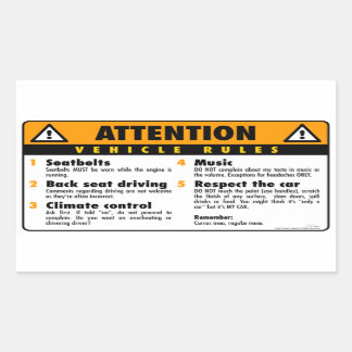 Sticker Rectangulaire Règles du véhicule - Original