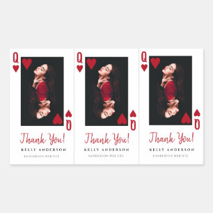 Sticker Rectangulaire Reine de Coeur Photo Coiffeuse Merci