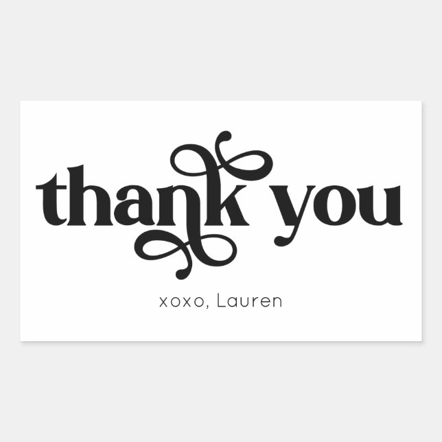 Sticker Rectangulaire Remerciements de typographie personnalisés (Devant)