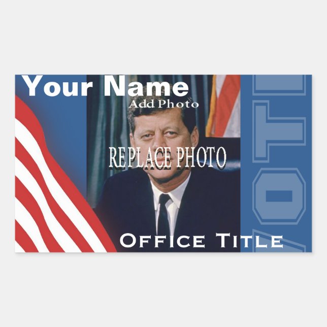 Sticker Rectangulaire Remplacer la photo | Rectangle Modèle de campagne (Devant)