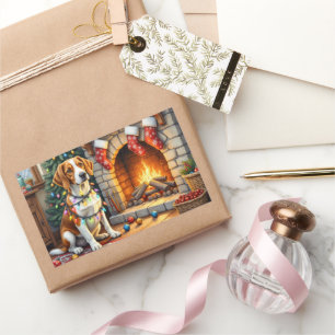 Sticker Rectangulaire Renard américain anglais de Noël 
