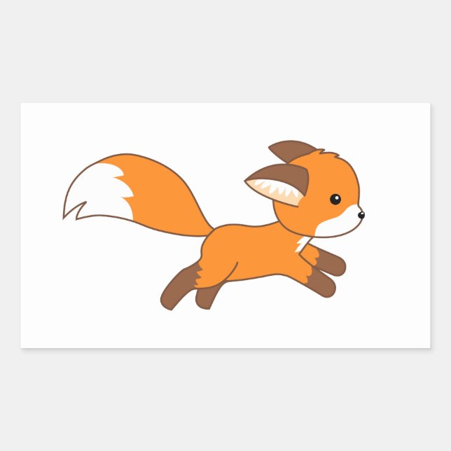 Sticker Rectangulaire Renard coureur mignon (Devant)