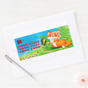 Sticker Rectangulaire renard et papillon