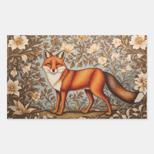 Sticker Rectangulaire Renard qui marche inspiré de William Morris
