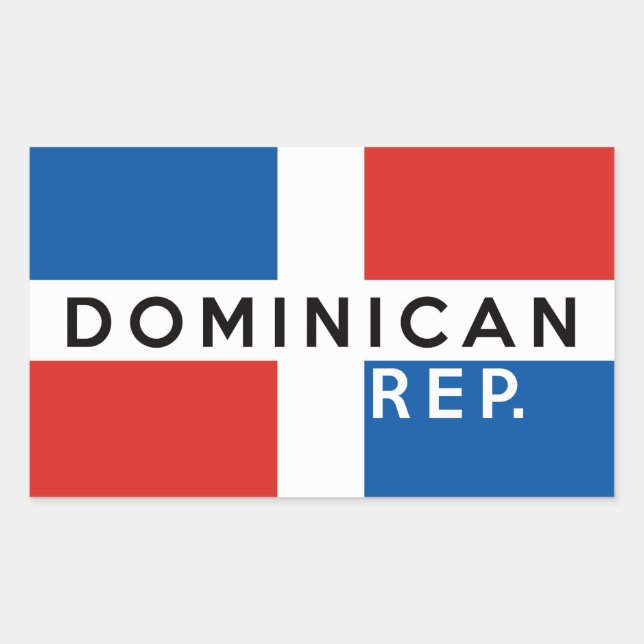Sticker Rectangulaire république dominicaine pays symbole nom (Devant)