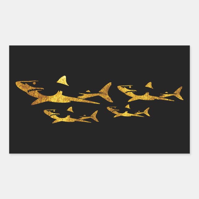 Sticker Rectangulaire Requins d'or (Devant)