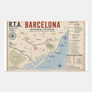 Sticker Rectangulaire Réseau de circulation de Barcelone R.T.A. Accès pu
