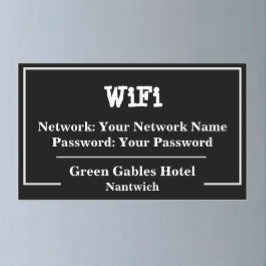 Sticker Rectangulaire Réseau d'informations WiFi et mot de passe