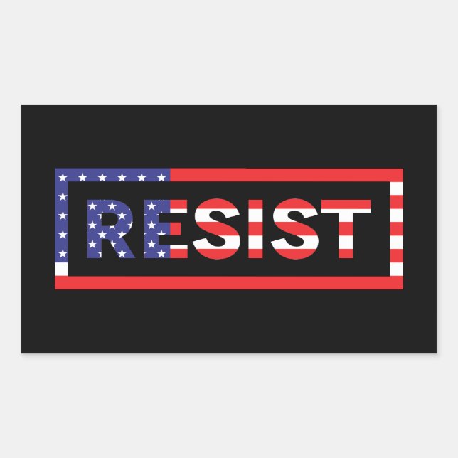 Sticker Rectangulaire RÉSISTER | Drapeau des États-Unis (Devant)
