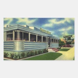 Sticker Rectangulaire Restaurant Rétro Classique Années 50 Pelican Diner