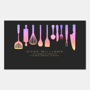 Sticker Rectangulaire Restauration Chef Personnel Ustensiles de cuisine