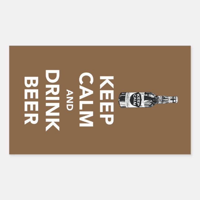 Sticker Rectangulaire Restez calme et buvez de la bière (Devant)