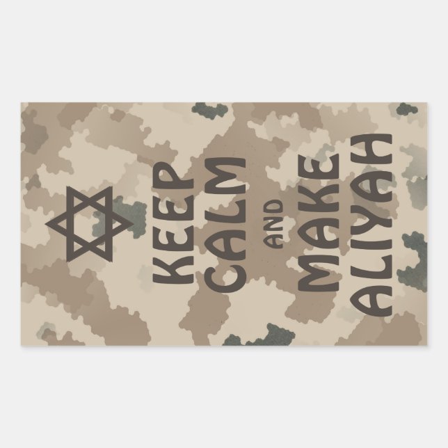 Sticker Rectangulaire Restez Calme Et Faites De L'Aliyah - Désert (Devant)