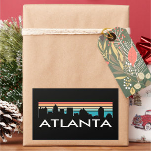 Sticker Rectangulaire Retro Atlanta Georgia Vintage Sunset Skyline