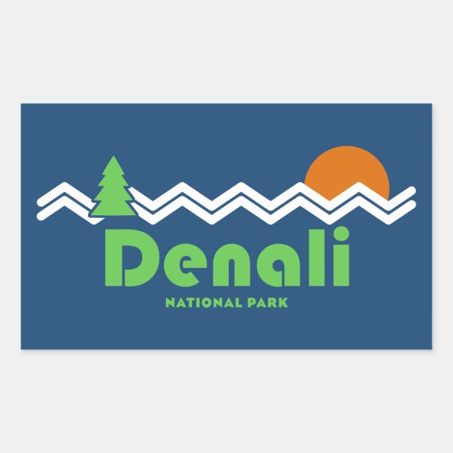 Sticker Rectangulaire Rétro du parc national de Denali (Devant)