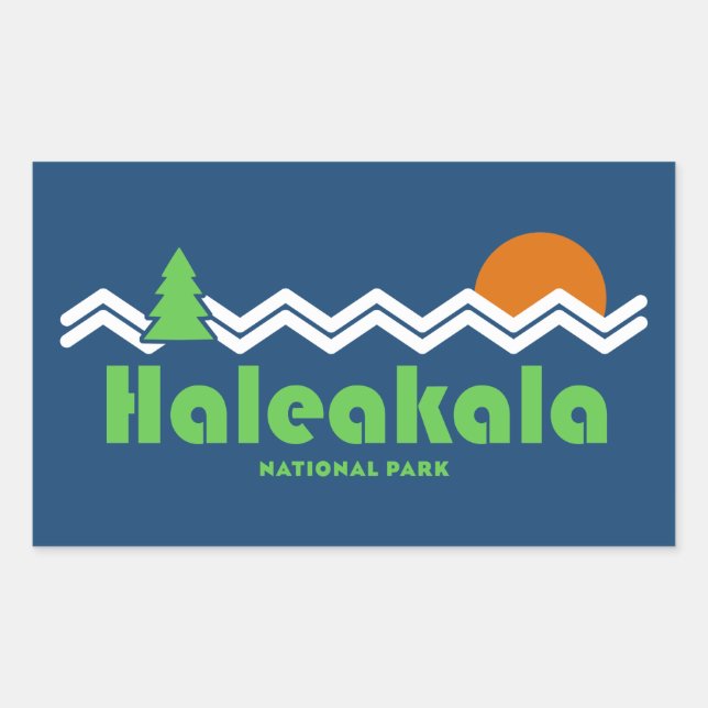 Sticker Rectangulaire Rétro du parc national de Haleakala (Devant)